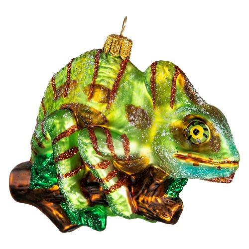 Blown glass Christmas ornament, chameleon 4