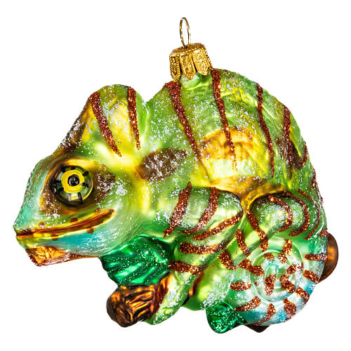 Caméléon décoration sapin Noël verre soufflé 3