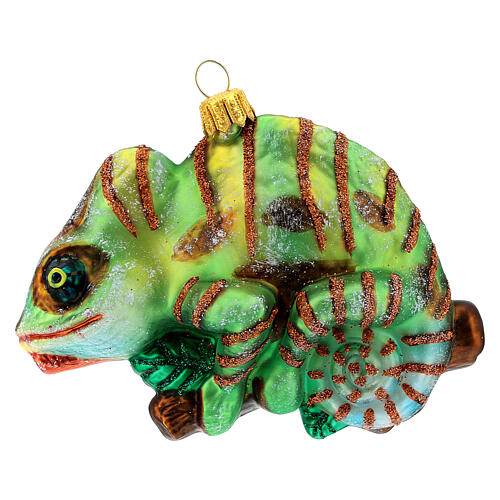 Blown glass Christmas ornament, chameleon | online sales on HOLYART.com