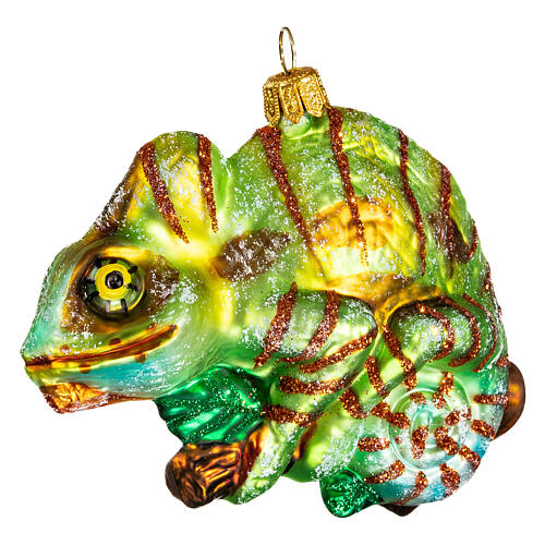 Blown glass Christmas ornament, chameleon 3