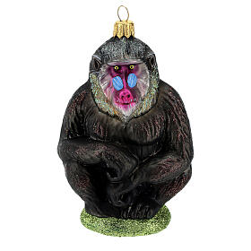 Blown glass ornaments: Mandrill blown glass Christmas tree decoration
