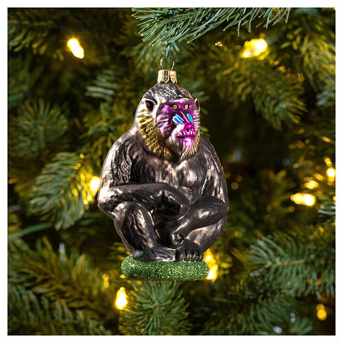 Mandrillo decoro albero Natale vetro soffiato 2