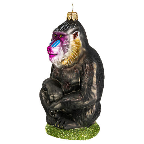 Mandrillo decoro albero Natale vetro soffiato 3
