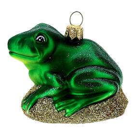 Blown glass Christmas ornament, frog