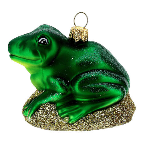 Blown glass Christmas ornament, frog 1