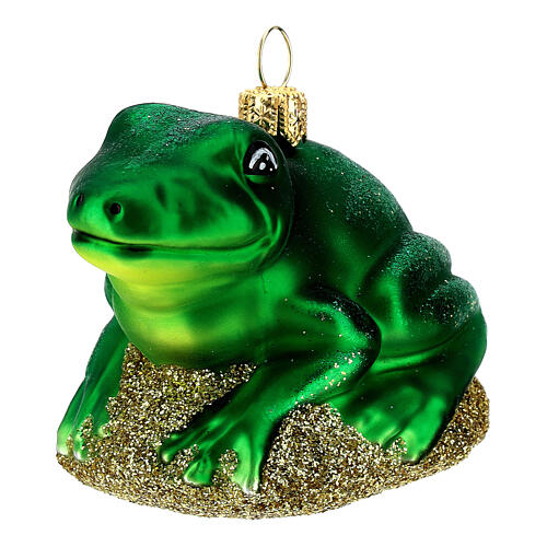 Blown glass Christmas ornament, frog 3