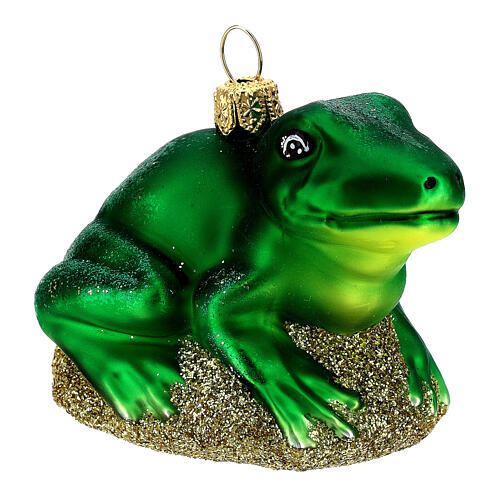 Blown glass Christmas ornament, frog 4