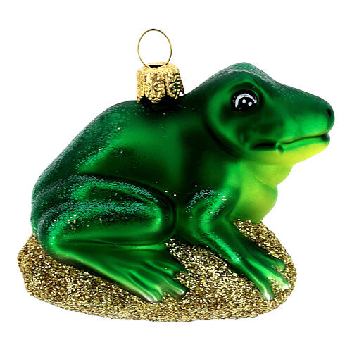 Blown glass Christmas ornament, frog 5