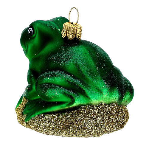 Blown glass Christmas ornament, frog 6