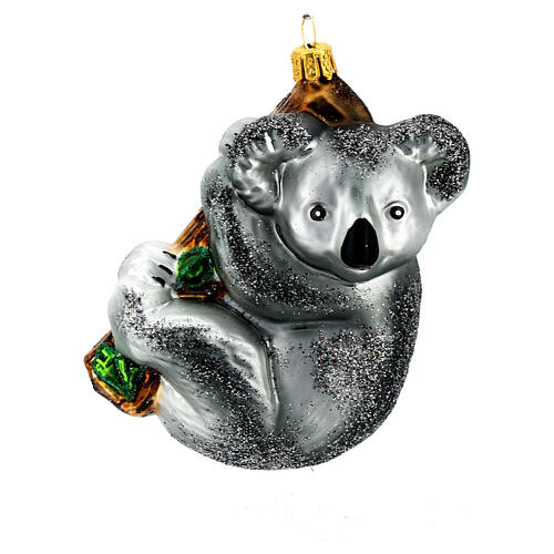 Koala sur branche décoration verre soufflé sapin Noël 1