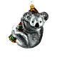Blown glass Christmas ornament, koala on tree s1