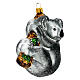 Blown glass Christmas ornament, koala on tree s4