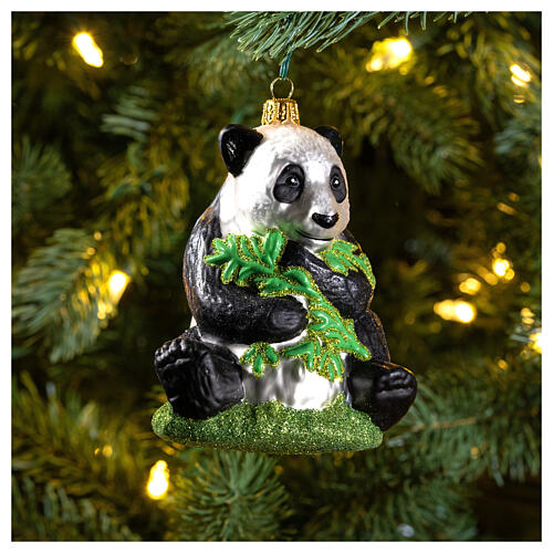 Panda enfeite para árvore de Natal vidro soprado 2