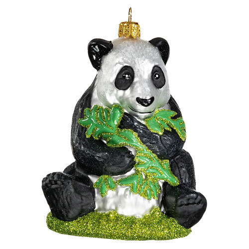 Blown glass Christmas ornament, panda 1