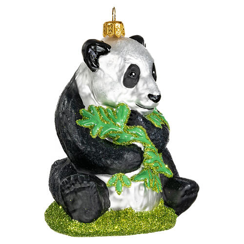 Blown glass Christmas ornament, panda 3