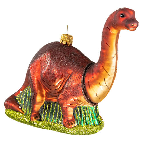 Blown glass Christmas ornament, brontosaurus 3