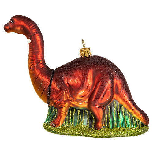 Blown glass Christmas ornament, brontosaurus 4