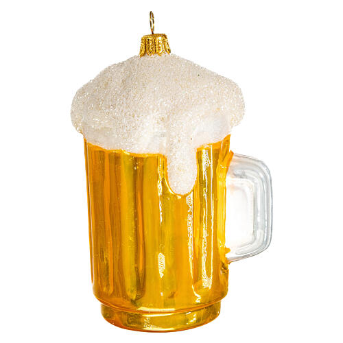 Blown glass Christmas ornament, mug of beer 3