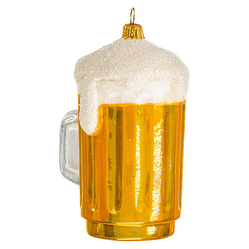 Blown glass Christmas ornament, mug of beer 4