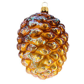 Goldener Zapfen, Weihnachtsbaumschmuck aus mundgeblasenem Glas