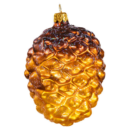 Golden pinecone blown glass Christmas tree decoration 1