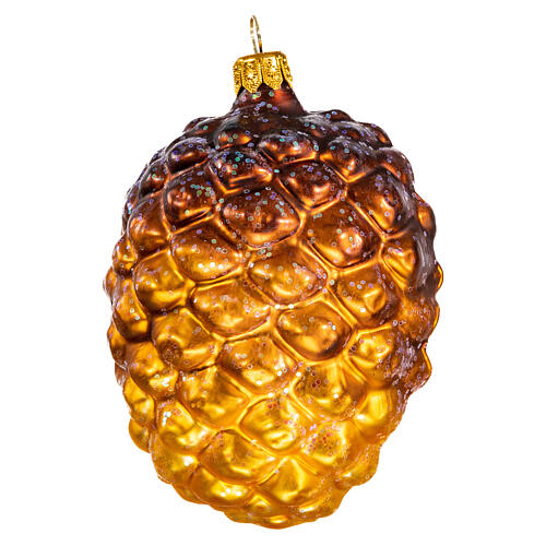 Pomme de pin dorée verre soufflé décoration sapin Noël 3