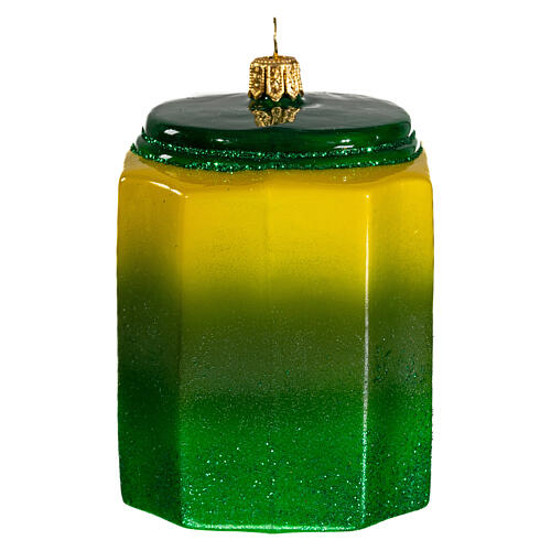 Blown glass Christmas ornament, green tea box 4