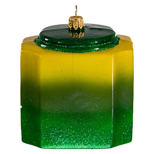 Blown glass Christmas ornament, green tea box 5