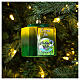 Blown glass Christmas ornament, green tea box s2