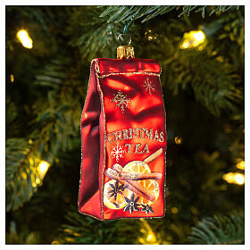 Blown glass Christmas ornament, Tea packet