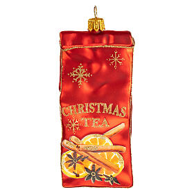 Pacote de chá enfeite vidro soprado para árvore Natal