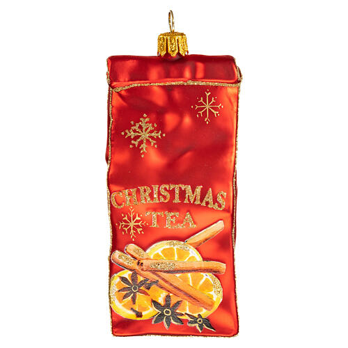 Pacote de chá enfeite vidro soprado para árvore Natal 1