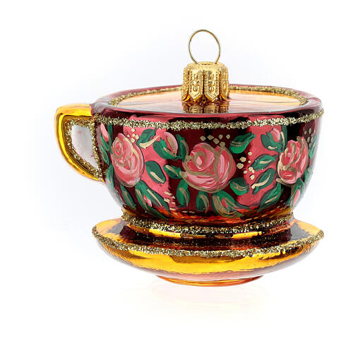 Tasse de thé décorée verre soufflé décoration sapin Noël 3