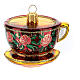 Blown glass Christmas ornament, ornate tea cup s1