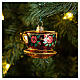 Blown glass Christmas ornament, ornate tea cup s2