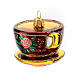 Blown glass Christmas ornament, ornate tea cup s5