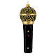 Blown glass Christmas ornament, microphone in black gold s1