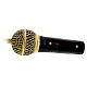 Blown glass Christmas ornament, microphone in black gold s6