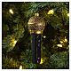 Microfone preto e ouro enfeite vidro soprado para árvore Natal s2