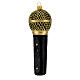 Microfone preto e ouro enfeite vidro soprado para árvore Natal s3