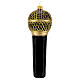 Microfone preto e ouro enfeite vidro soprado para árvore Natal s5