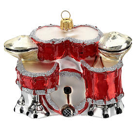 Blown glass Christmas ornament, drum set
