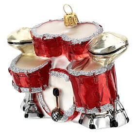 Blown glass Christmas ornament, drum set