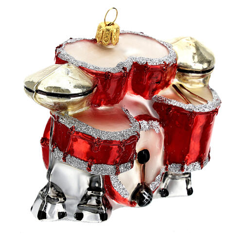 Blown glass Christmas ornament, drum set 4