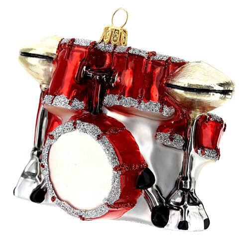 Blown glass Christmas ornament, drum set 7