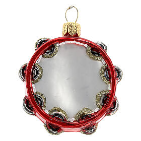 Tamburin, Weihnachtsbaumschmuck aus mundgeblasenem Glas