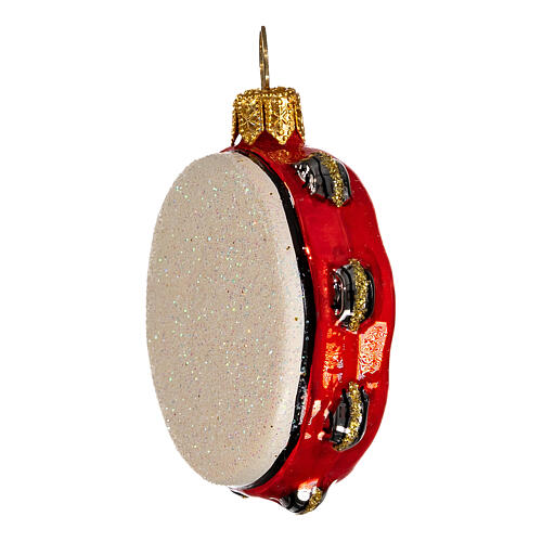 Tamburello vetro soffiato decoro albero Natale 3