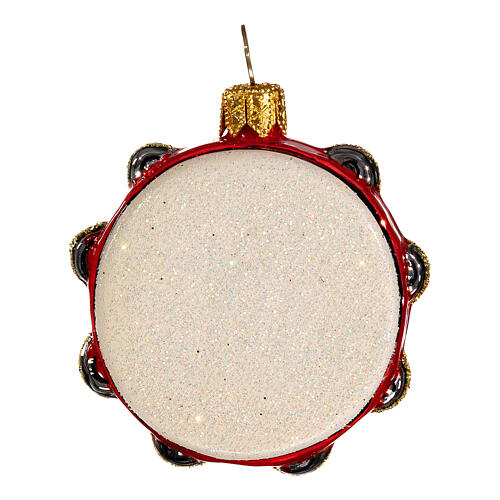 Blown glass Christmas ornament, tambourine 1