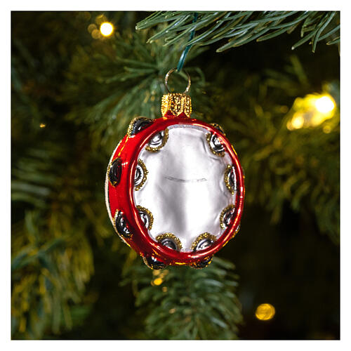 Blown glass Christmas ornament, tambourine 2