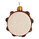 Blown glass Christmas ornament, tambourine s1